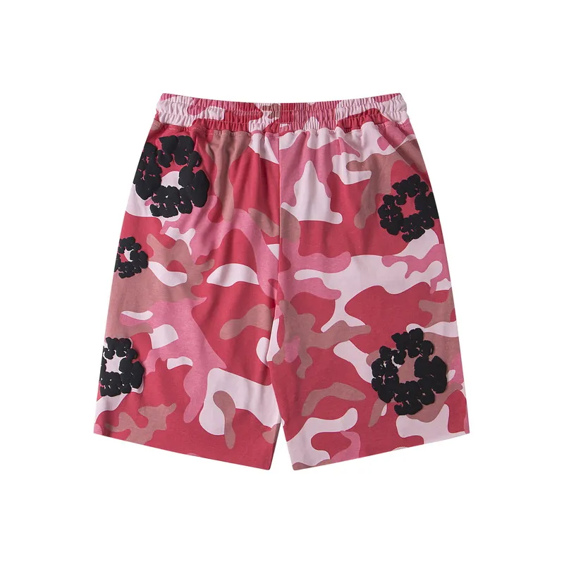 D317# DENIM TEARS Kapok European and American trendy brand high quality foam flocking camouflage printed short-sleeved suit Color Camouflage blue Camouflage powder Camouflage gray Camouflage apricot Camouflage green Size S-XL